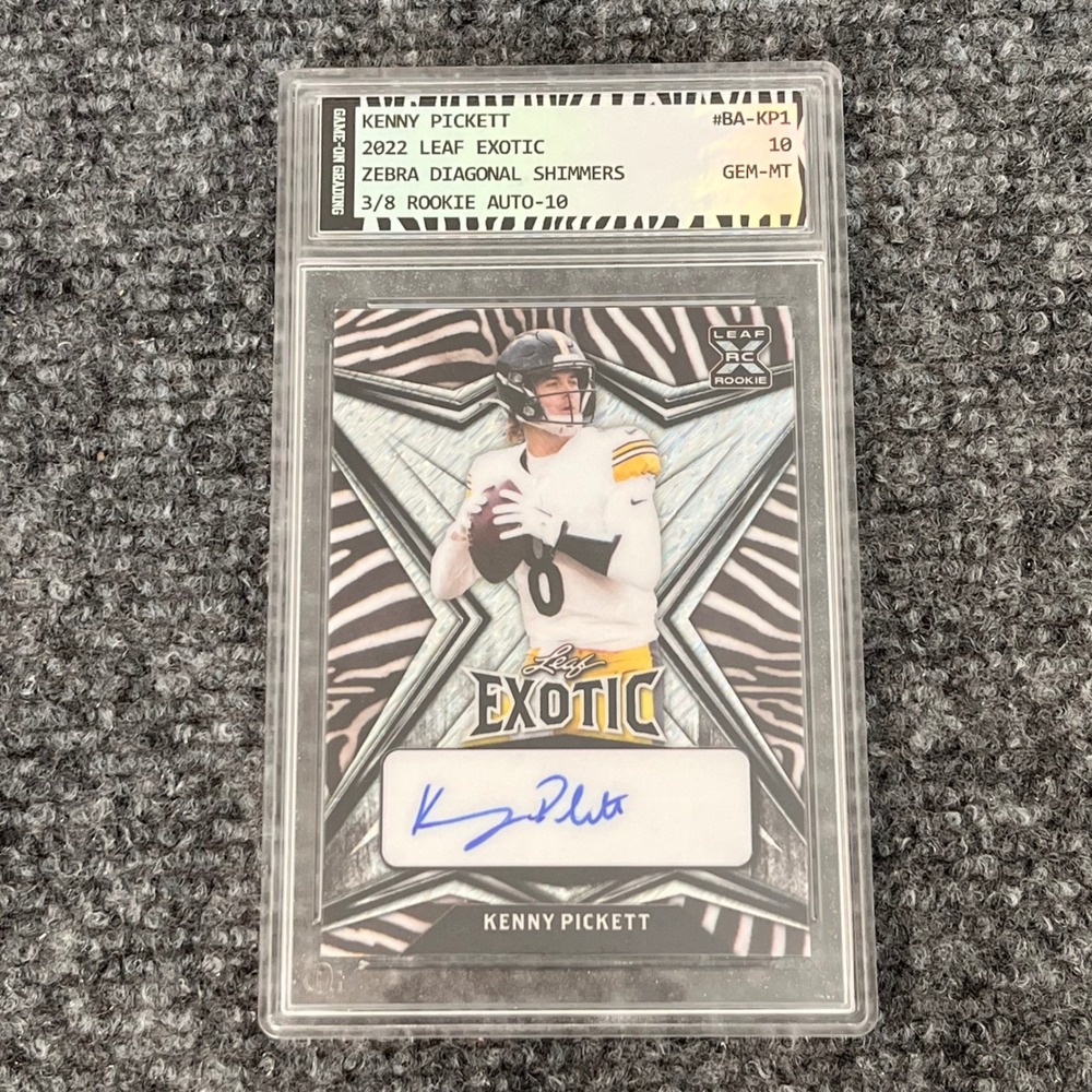 2022 Leaf Exotic Kenny Pickett Rookie Auto 3/8 Zebra Shimmer GOG 10 Gem Mint